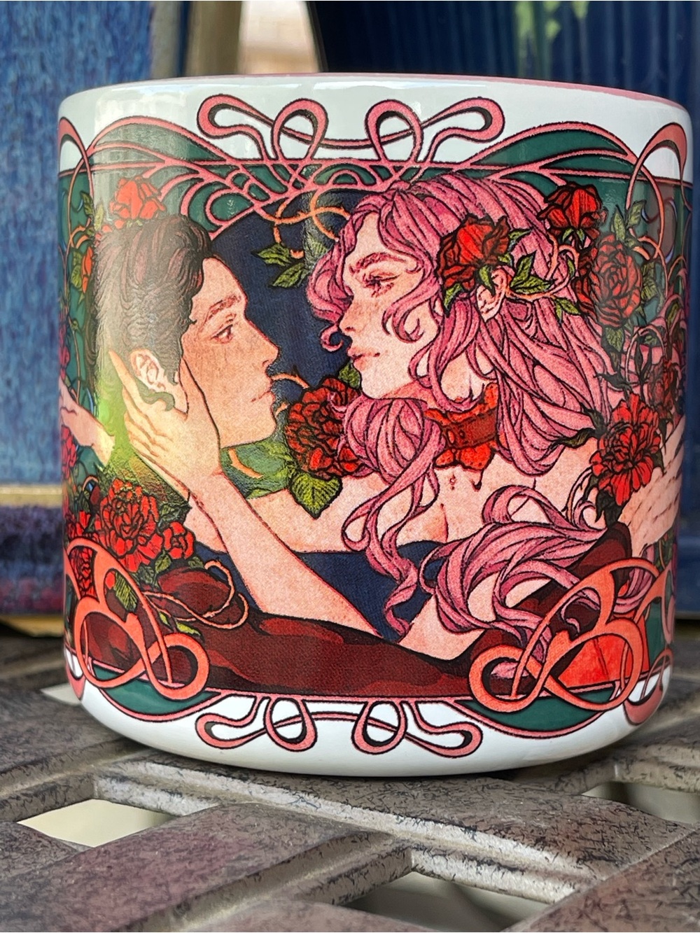 FairyLoot Exclusive Crimson Moth Mug Kristen Ciccarelli Bookish Art Nouveau Mug